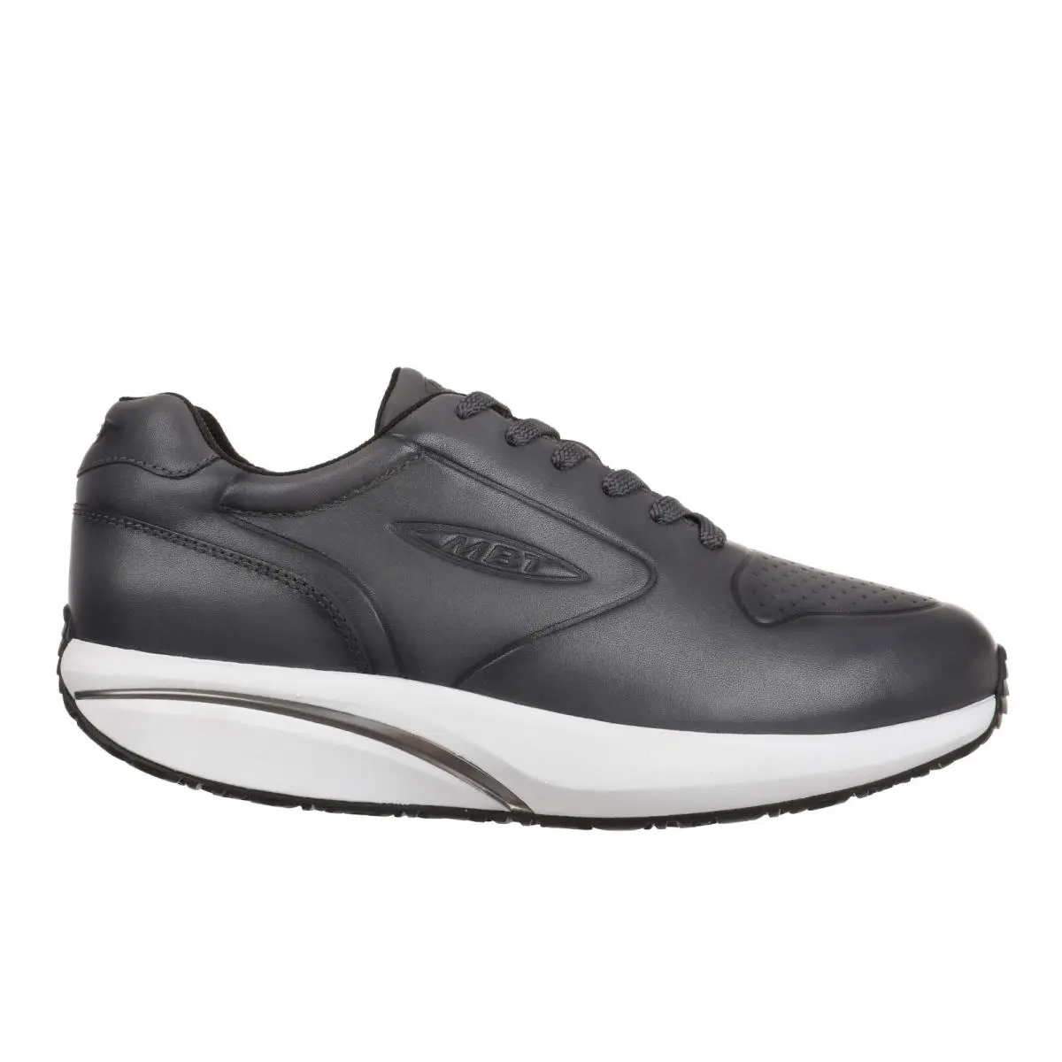 Mbt Women`s 1997 Leather Lace Up Sneaker Level 3 Rocker Nappa Lthr 4 Colors Charcoal Grey-W/ White Sole by MBT