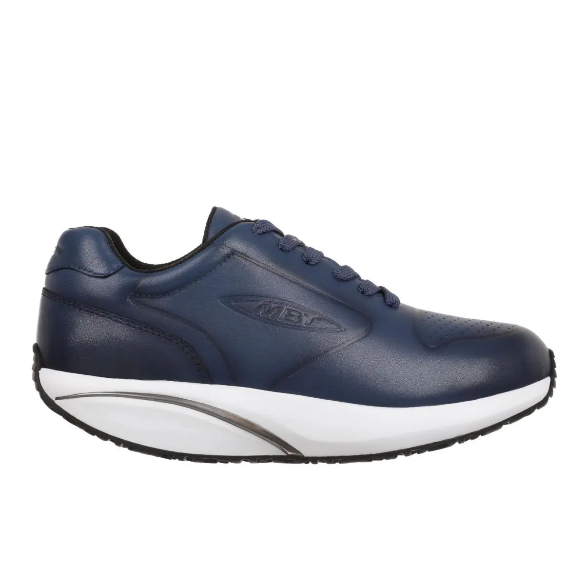 Mbt Women`s 1997 Leather Lace Up Sneaker Level 3 Rocker Nappa Lthr 4 Colors Indigo Blue-W/ White Sole by MBT