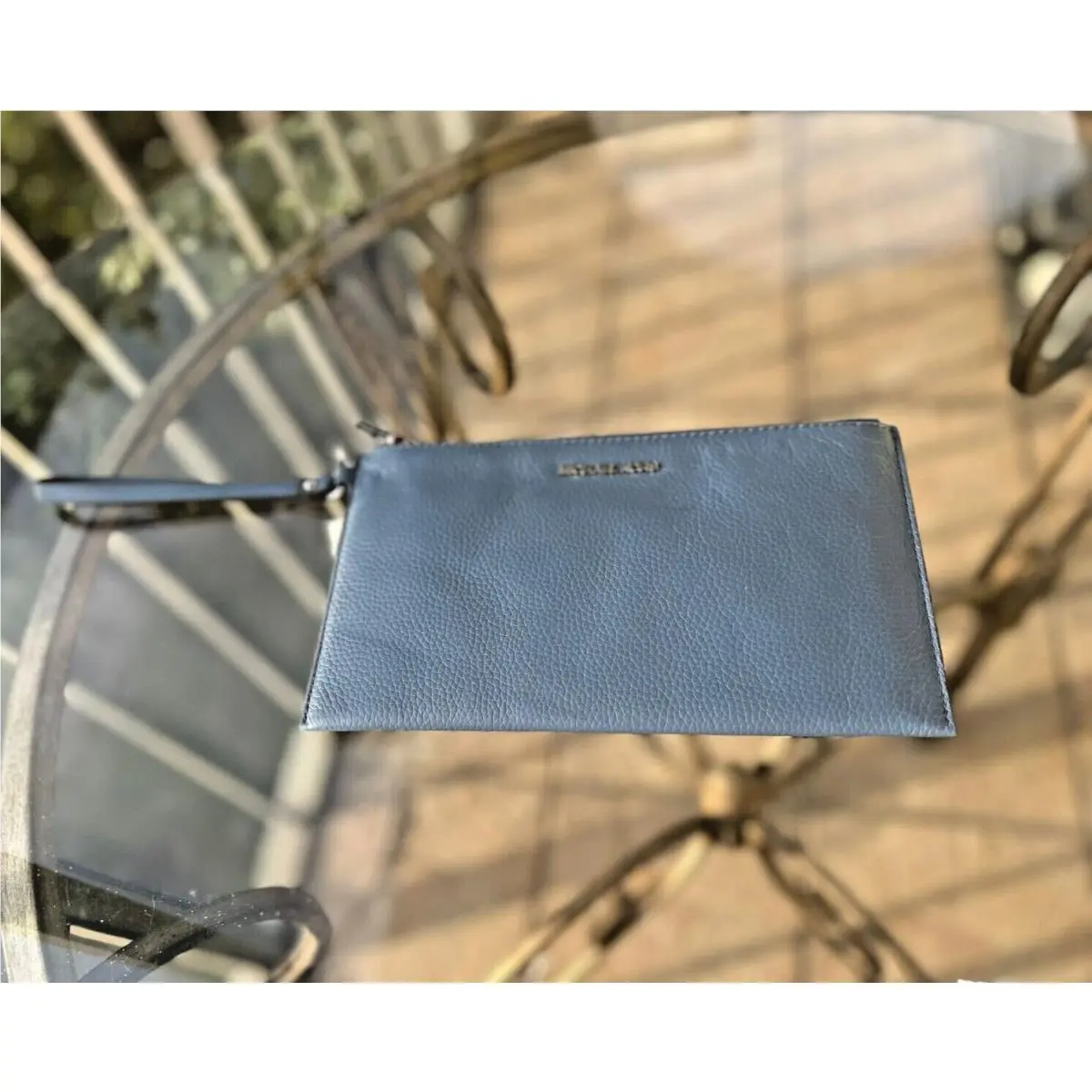 Ladies Large Fashion Leather or Pvc Top Zip Clutch Wristlet Wallet DENIM by Michael Kors