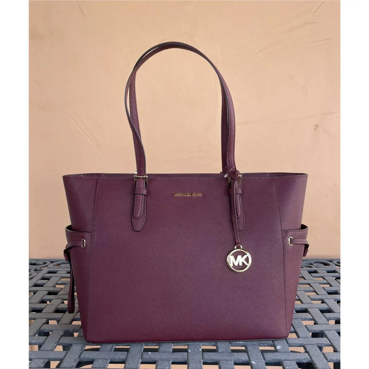 Gilly Large Drawstring Travel Laptop Tote Shoulder Bag Merlot by Michael Kors