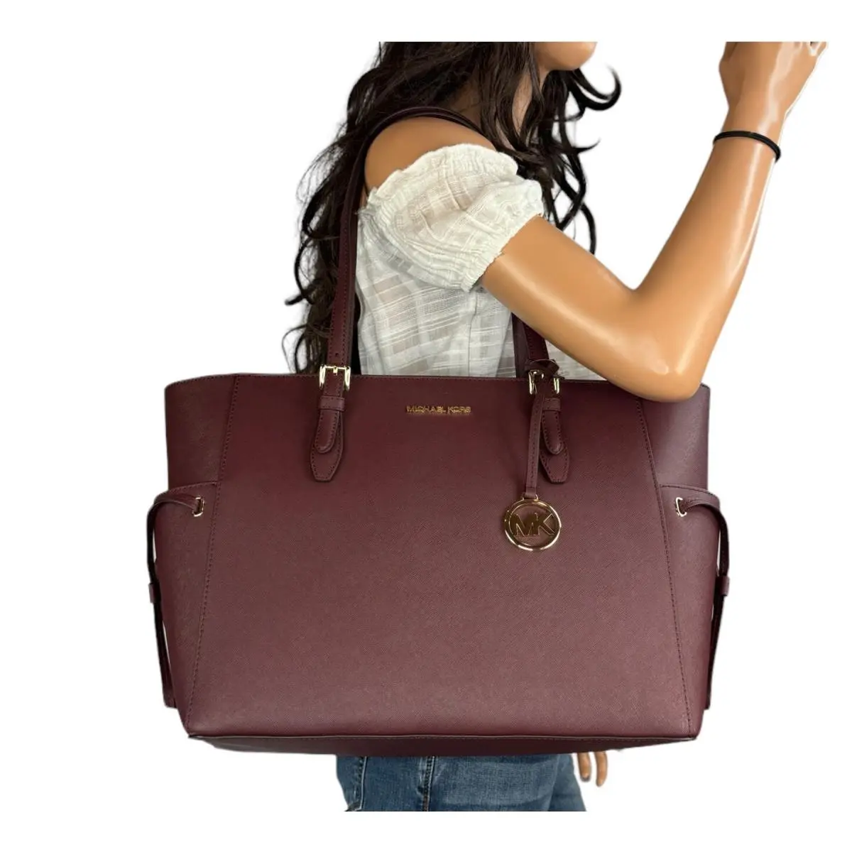 Gilly Large Drawstring Travel Laptop Tote Shoulder Bag OXBLOOD by Michael Kors
