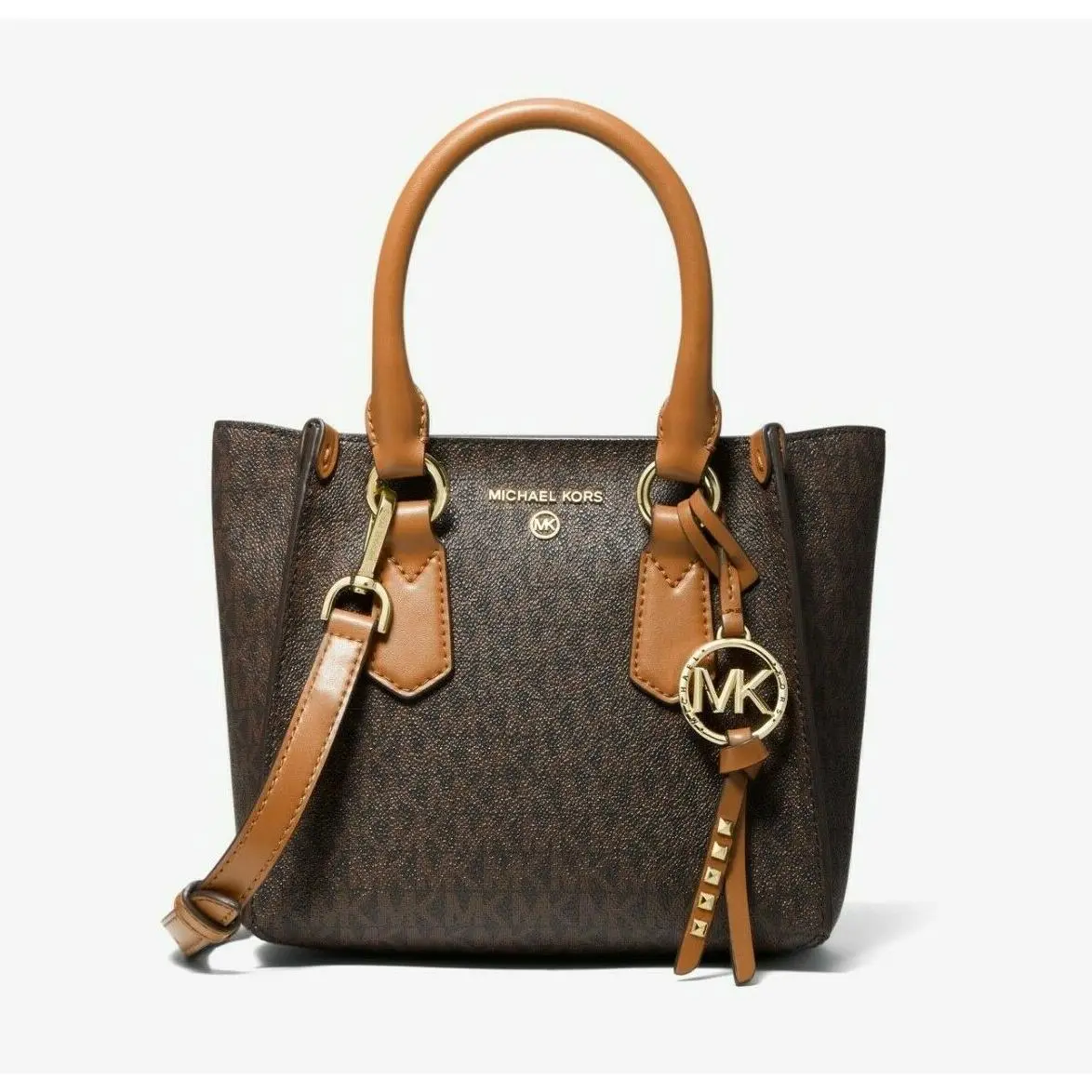 Michael Kors Small Logo Satchel Crossbody Brown/acorn or Bag+wallet Set