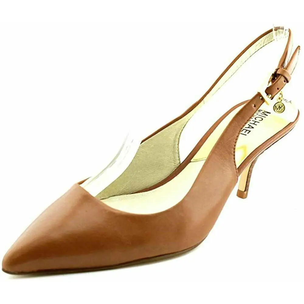 Michael Kors Women`s Kelsey Sling-back Heel Leather Sandal Luggage Size: 6.5 M