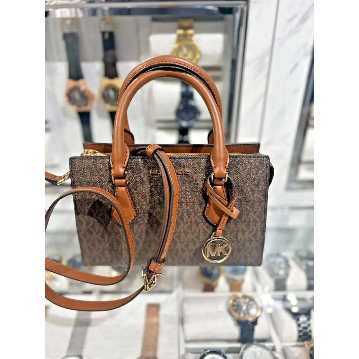 Michael Kors Sheila Small Women Center Zip Satchel Handbag Purse Crossbody Bag