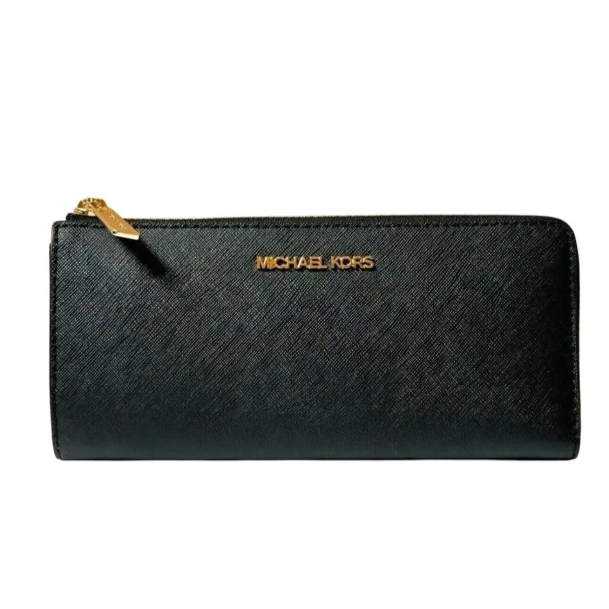 Jet Set Travel Large Three Quarter Zip Wallet BLACK/GOLD by Michael Kors