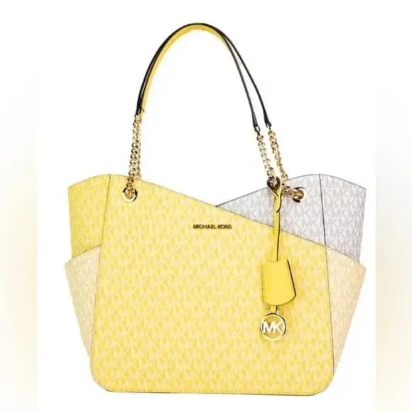 Color Block XL Chain Signatures Tote Handbag Wallet Option Daffodil Signature Handbag by Michael Kors