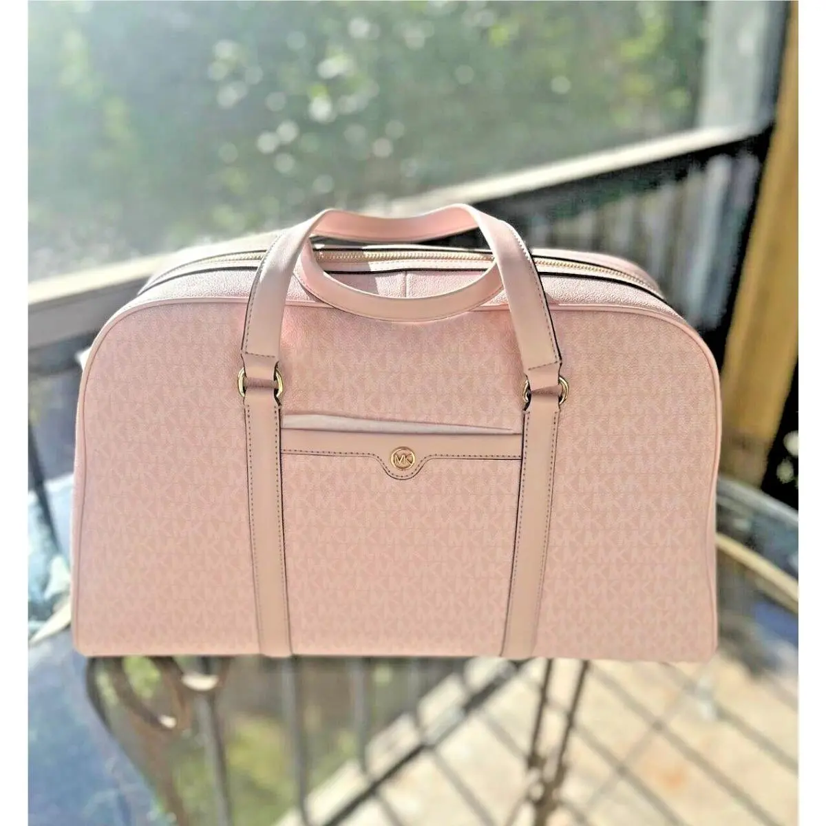 Travel Extra Large Pvc Weekender Duffle MK Shoulder Luggage Bag LIGHT POWDER BLUSH by Michael Kors