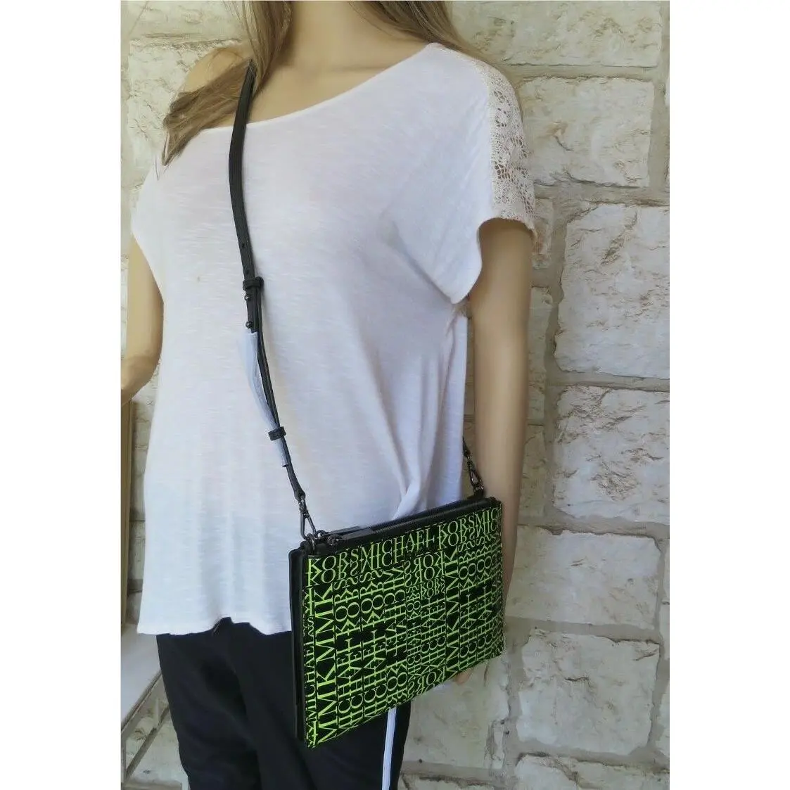 Crossbody or Wallet Choices: Neon Yellow White/black Signature Neon New Print Signature Black Yellow/Green by Michael Kors