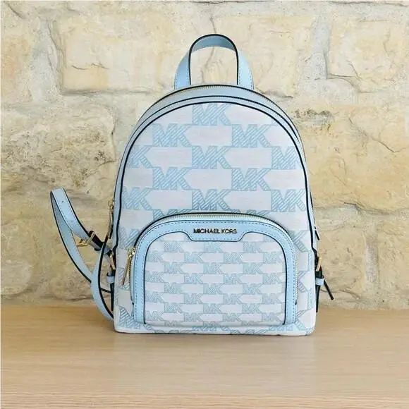 Signature Medium Jaycee Zip Pocket Backpack/ Wallet Option Blue Backpack by Michael Kors