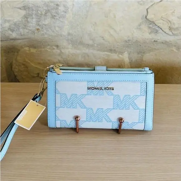 Signature Medium Jaycee Zip Pocket Backpack/ Wallet Option Blue Wallet by Michael Kors