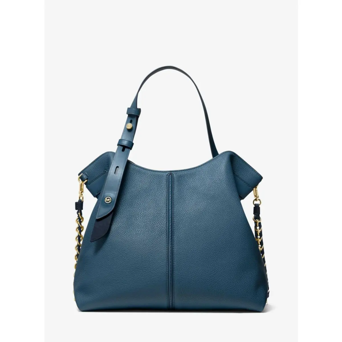 Downtown Astor Leather Shoulder Bag or Bag +wallet Blue Chambray Bag only Leather chain accent gold-tone hardware by Michael Kors