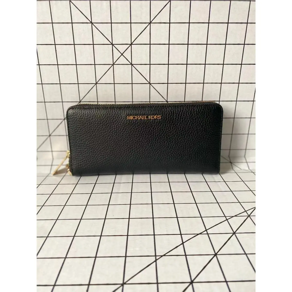 Jet Set Travel Large Travel Continental Signature Leather MK Wallet Black by Michael Kors