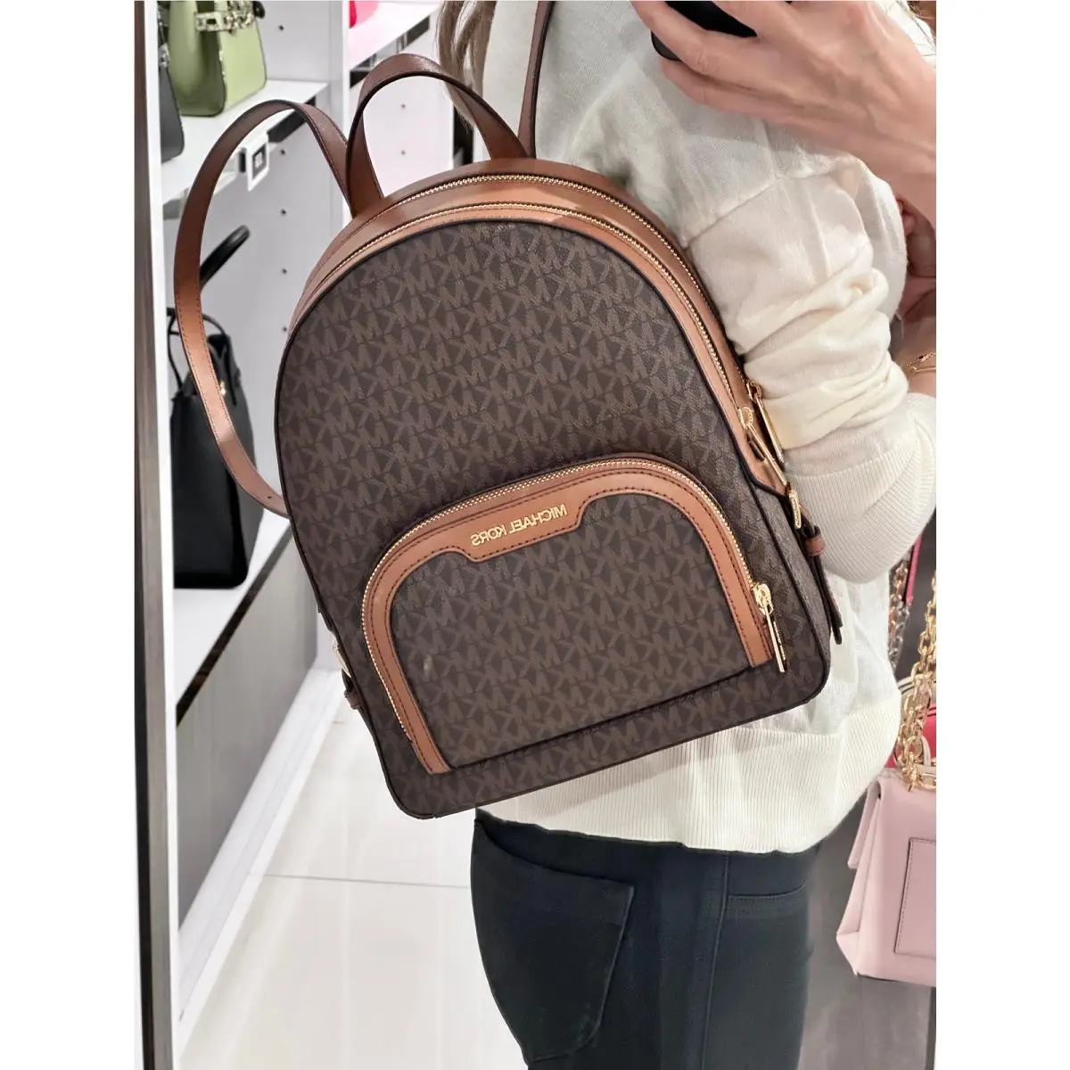 Michael Kors Jaycee Medium Zip Pocket Backpack MK Signature Color Variations