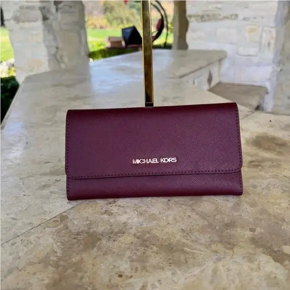 Kenly Large MK Signature Tote Wallet Options Gift Merlot Wallet by Michael Kors