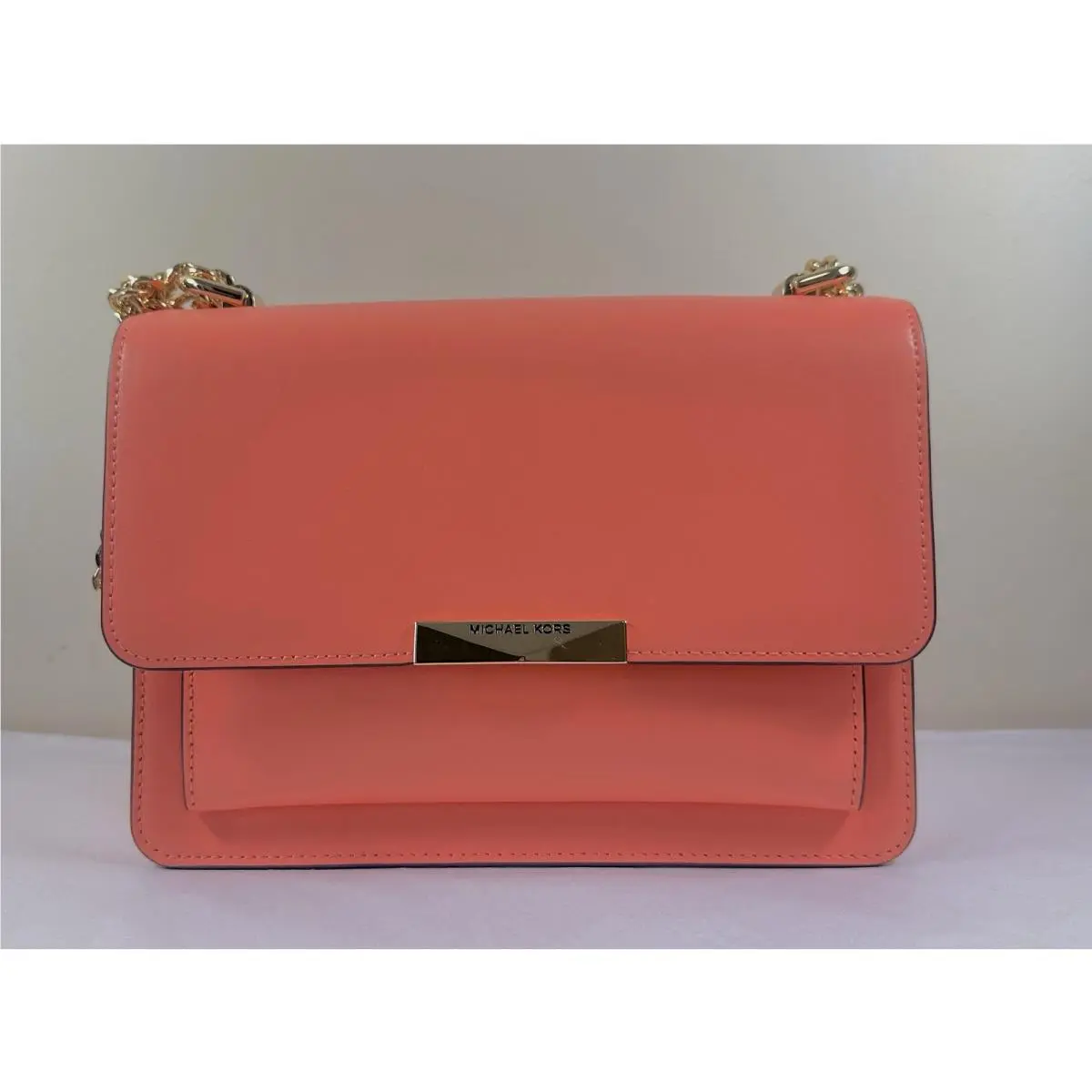 Michael Kors Jade Pink Grapefruit Leather Convertible Crossbody Shoulder Bag