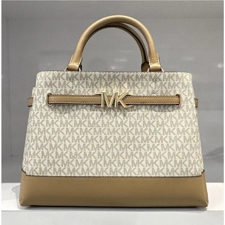 Reed Large Belted Satchel Shoulder Crossbody Bag MK CAMEL MULTI by Michael Kors