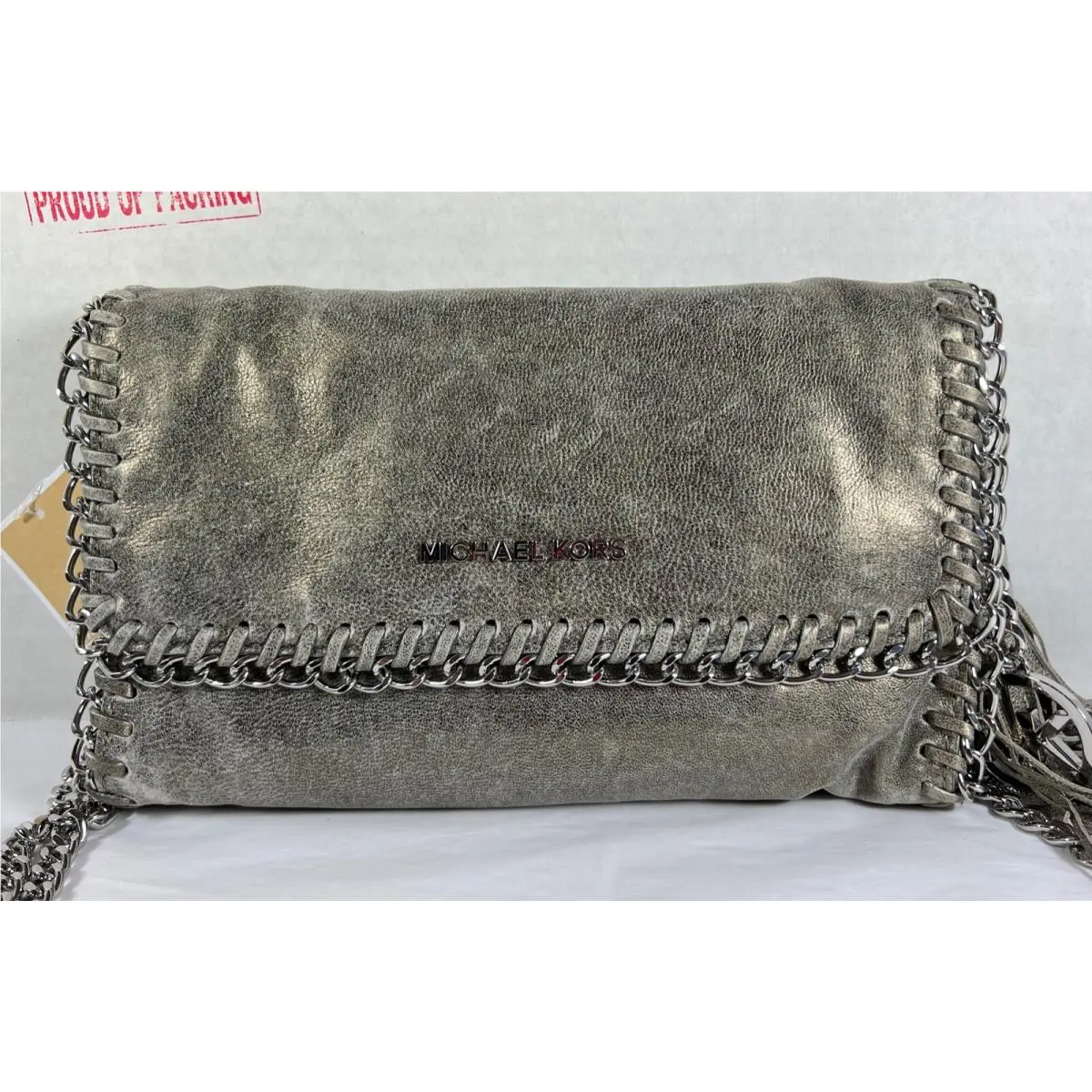 Michael Kors Chelsea Medium Distressed Leather Flap Messenger Crossbody Bag