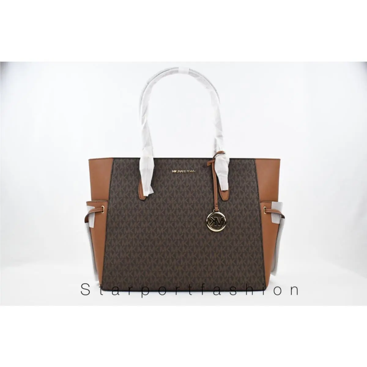 Gilly Large Tote Shoulder Bag Signature MK Bag Brown Logo by Michael Kors