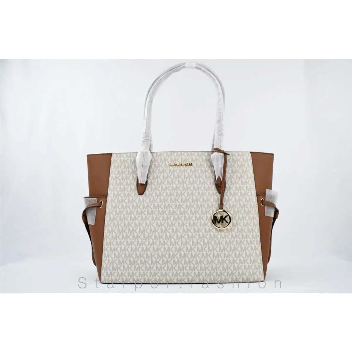 Gilly Large Tote Shoulder Bag Signature MK Bag Vanilla by Michael Kors