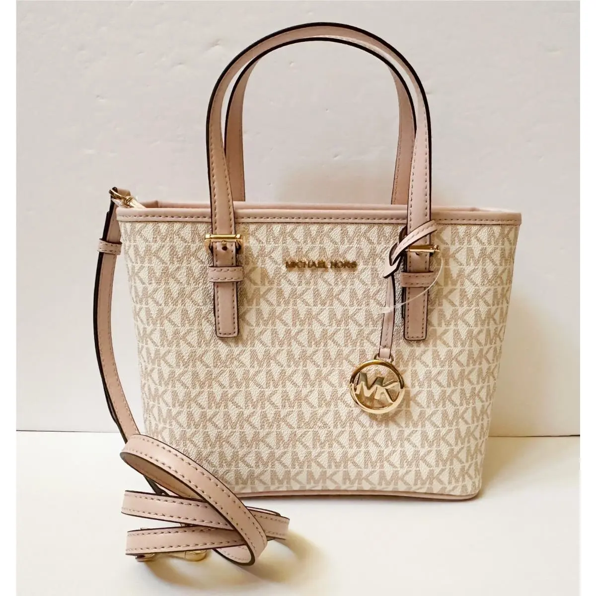 Jet Set Travel XS Carryall Tote Satchel Shoulder Crossbody Bag MK ROSE GOLD OPTIC WHITE by Michael Kors