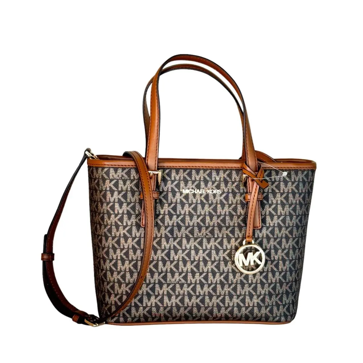 Jet Set Travel XS Carryall Tote Satchel Shoulder Crossbody Bag MK GOLD BROWN by Michael Kors