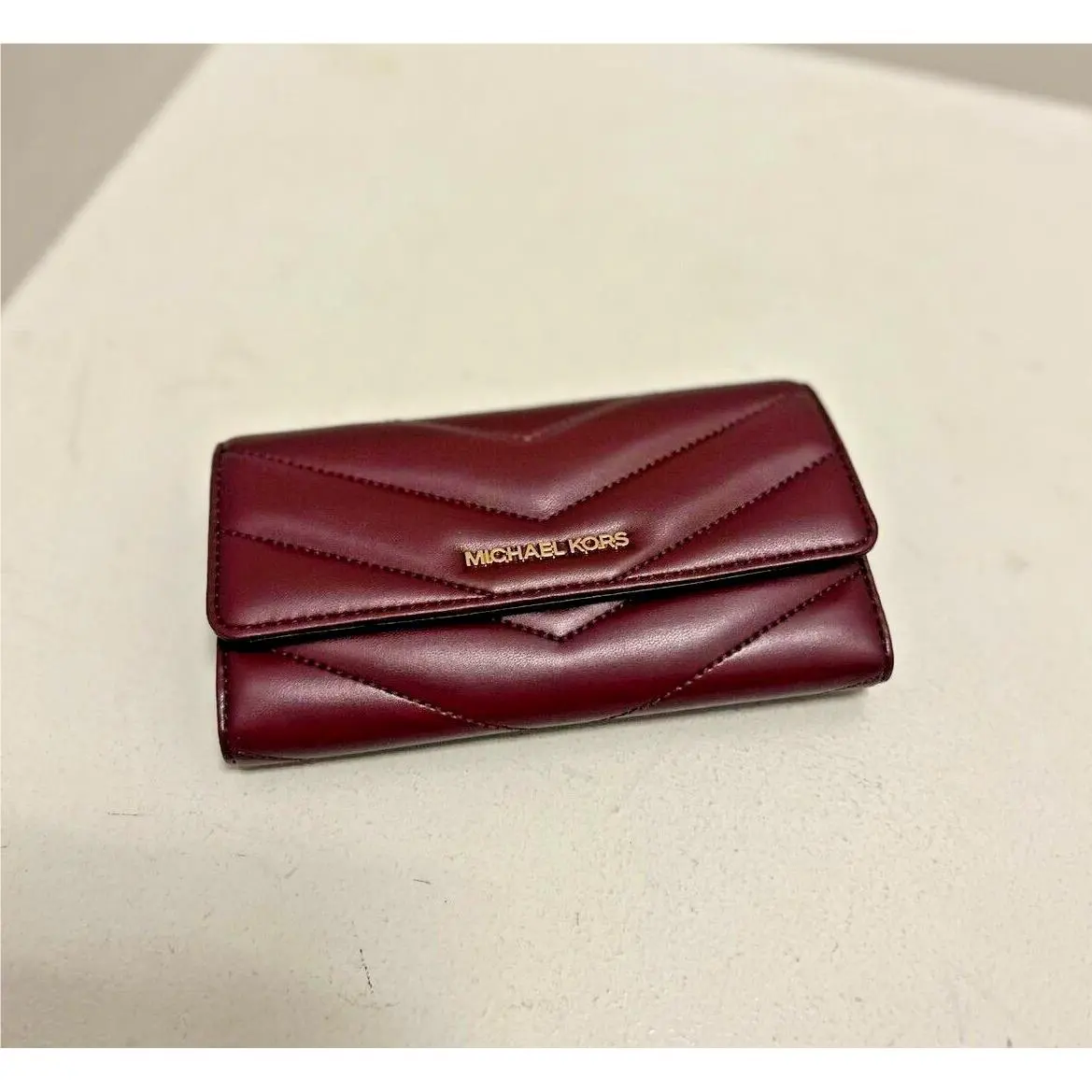 Women Lady Large Fashion Flat Trifold Credit Card id Holder Wallet OXBLOOD by Michael Kors