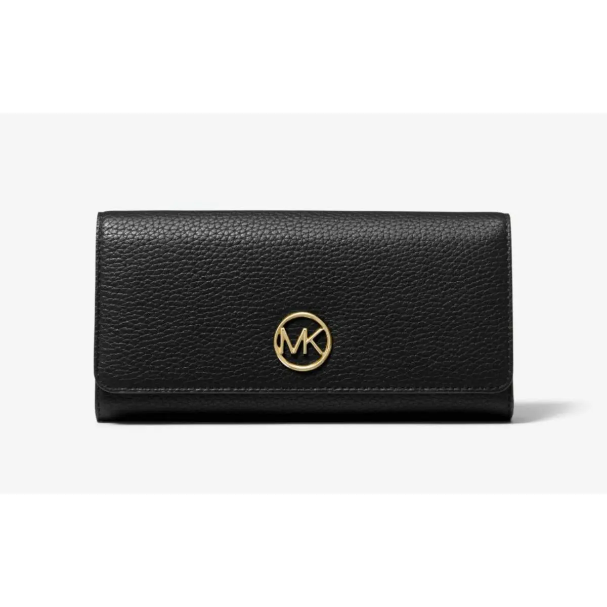 35H8GFTE1L Fulton Pebbled Leather Wallet in Luggage or Black Black by Michael Kors