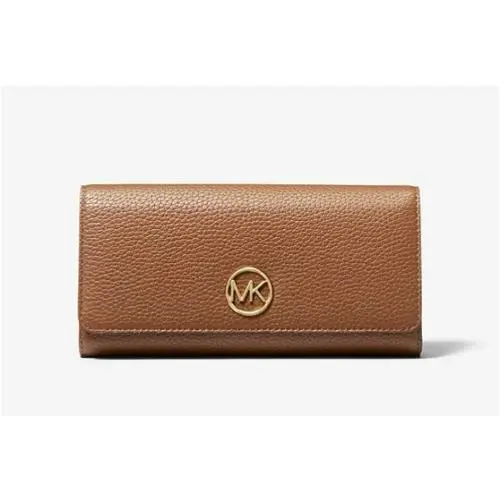 35H8GFTE1L Fulton Pebbled Leather Wallet in Luggage or Black Luggage by Michael Kors