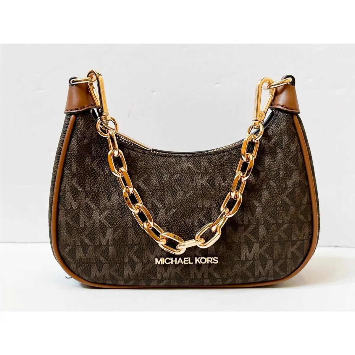 Cora Mini Pouchette Convertible Shoulder Chain Crossbody Bag MK Brown Luggage by Michael Kors