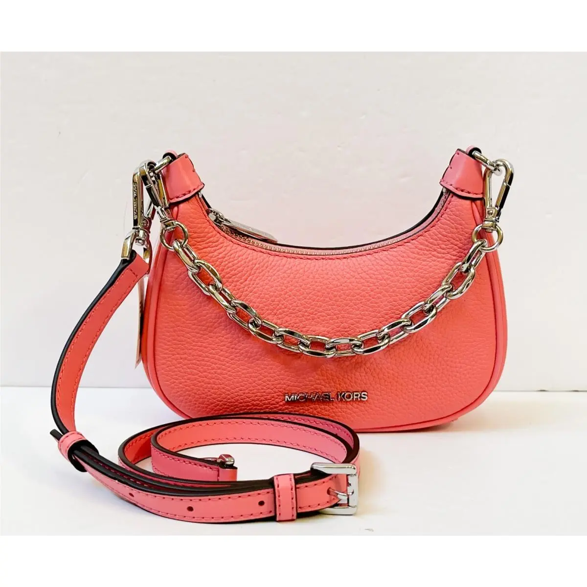 Cora Mini Pouchette Convertible Shoulder Chain Crossbody Bag TEA ROSE by Michael Kors