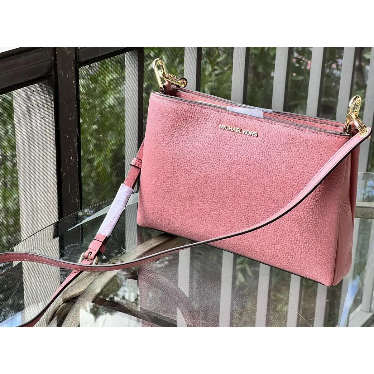 Medium Leather or Pvc Crossbody Bag Handbag Purse Shoulder Black MK Rose by Michael Kors