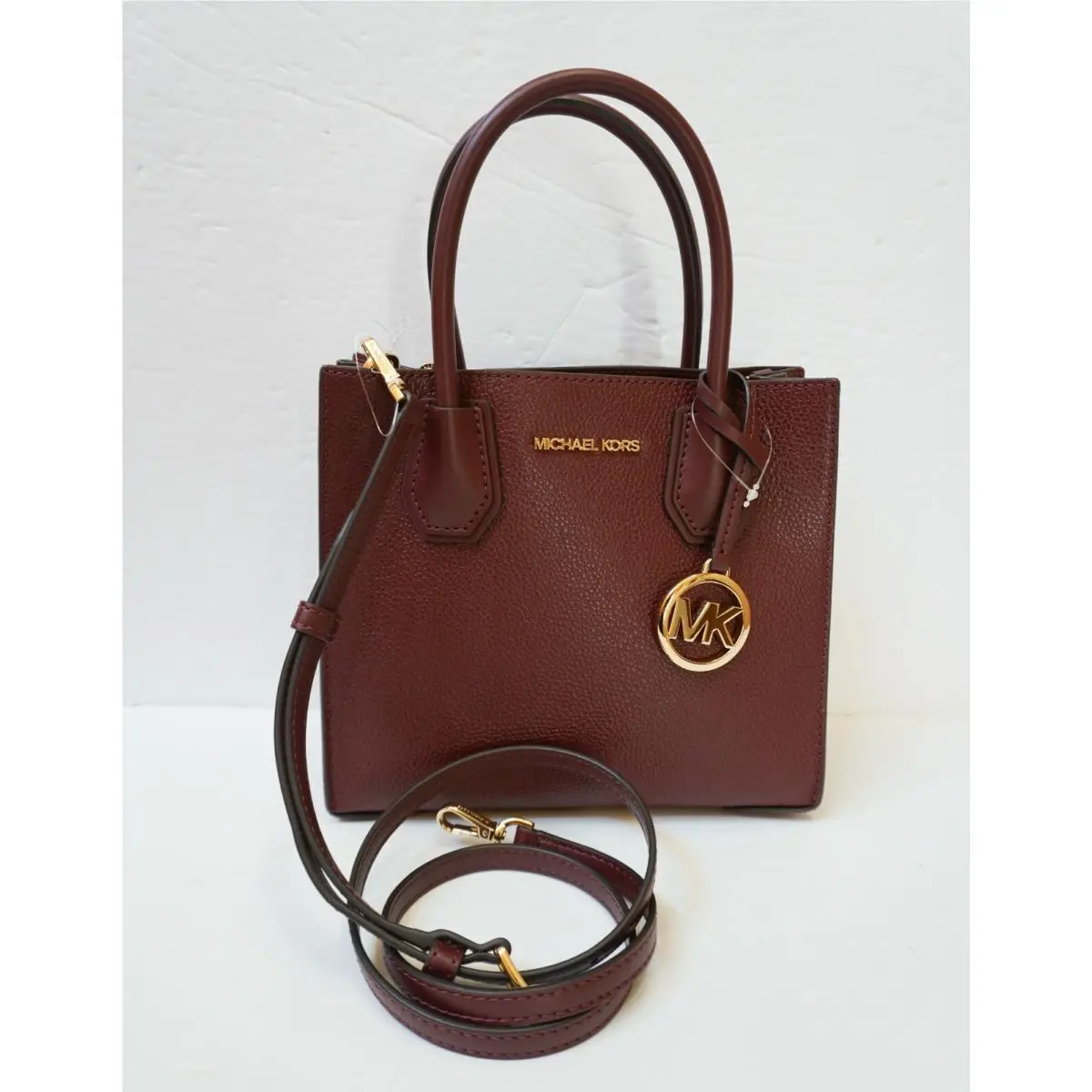 Mercer Medium Satchel Shoulder Messenger Crossbody Bag Merlot by Michael Kors