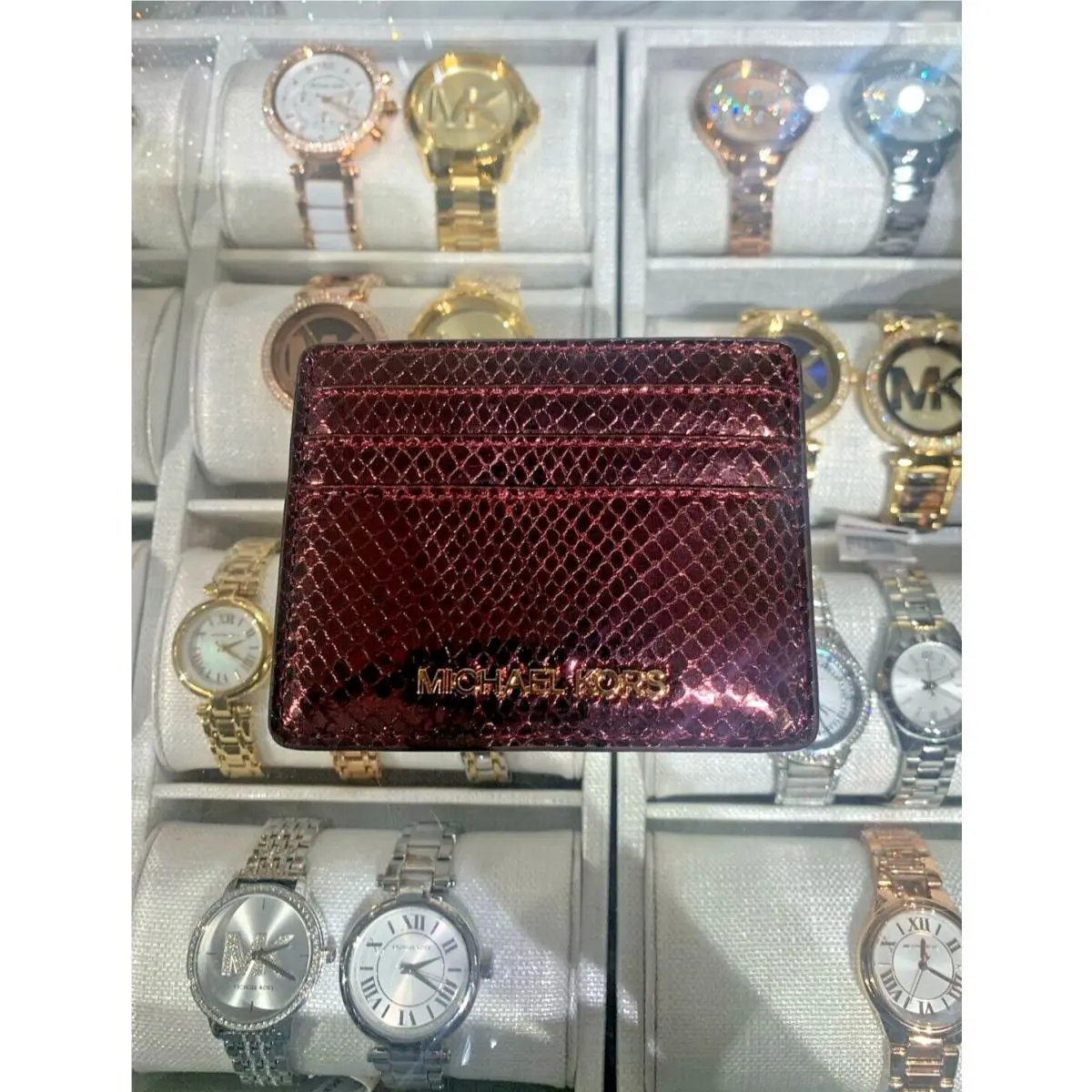 Jet Set Travel Large Pvc Credit Card Case ID Holder Wallet OXBLOOD by Michael Kors