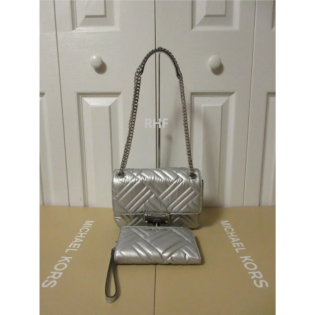 Peyton Medium Shoulder Flap Crossbody Leather Bag and Wallet Both Shoulder Bag and Wallet by Michael Kors