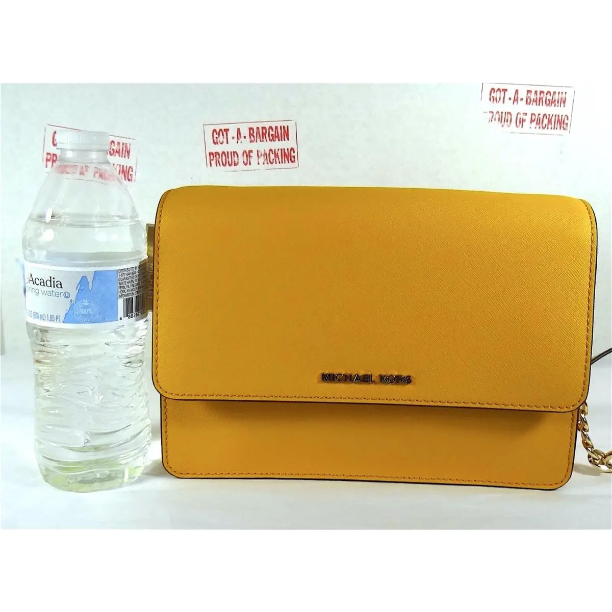 Gusset Daniela Saffiano Leather Large Crossbody Messenger Bag Sun Yellow/Gold by Michael Kors