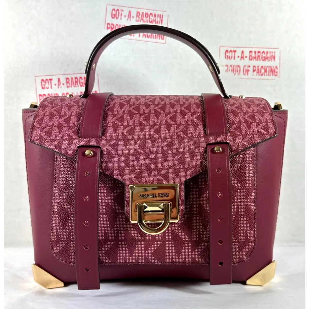 Michael Kors School Bag Manhattan Medium MK Signature Mulberry Satchel Xbody Bag