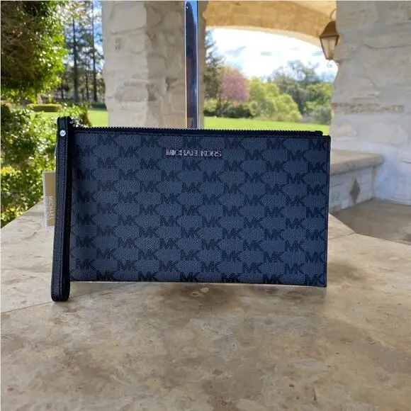 Michael Kors Hailee Signature Monogram Large Satchel/wristlet Options Black