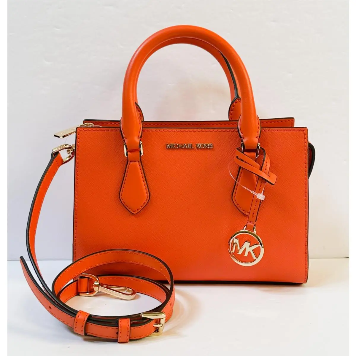 Sheila Small Center Zip Satchel Shoulder Crossbody Bag POPPY by Michael Kors