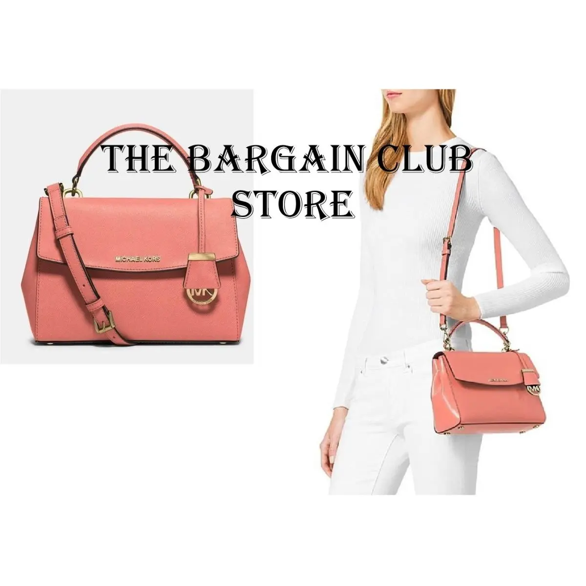 Michael Kors Satchel Bag Ava Small Top Handle Saffiano Leather Bags