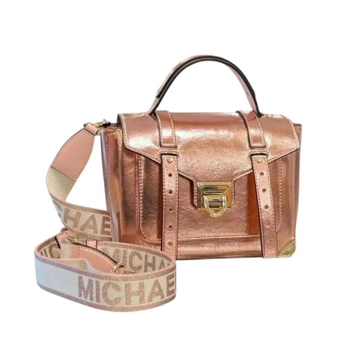 Manhattan Medium Top Handle Shoulder Crossbody Bag PRIMROSE(PATENT) by Michael Kors