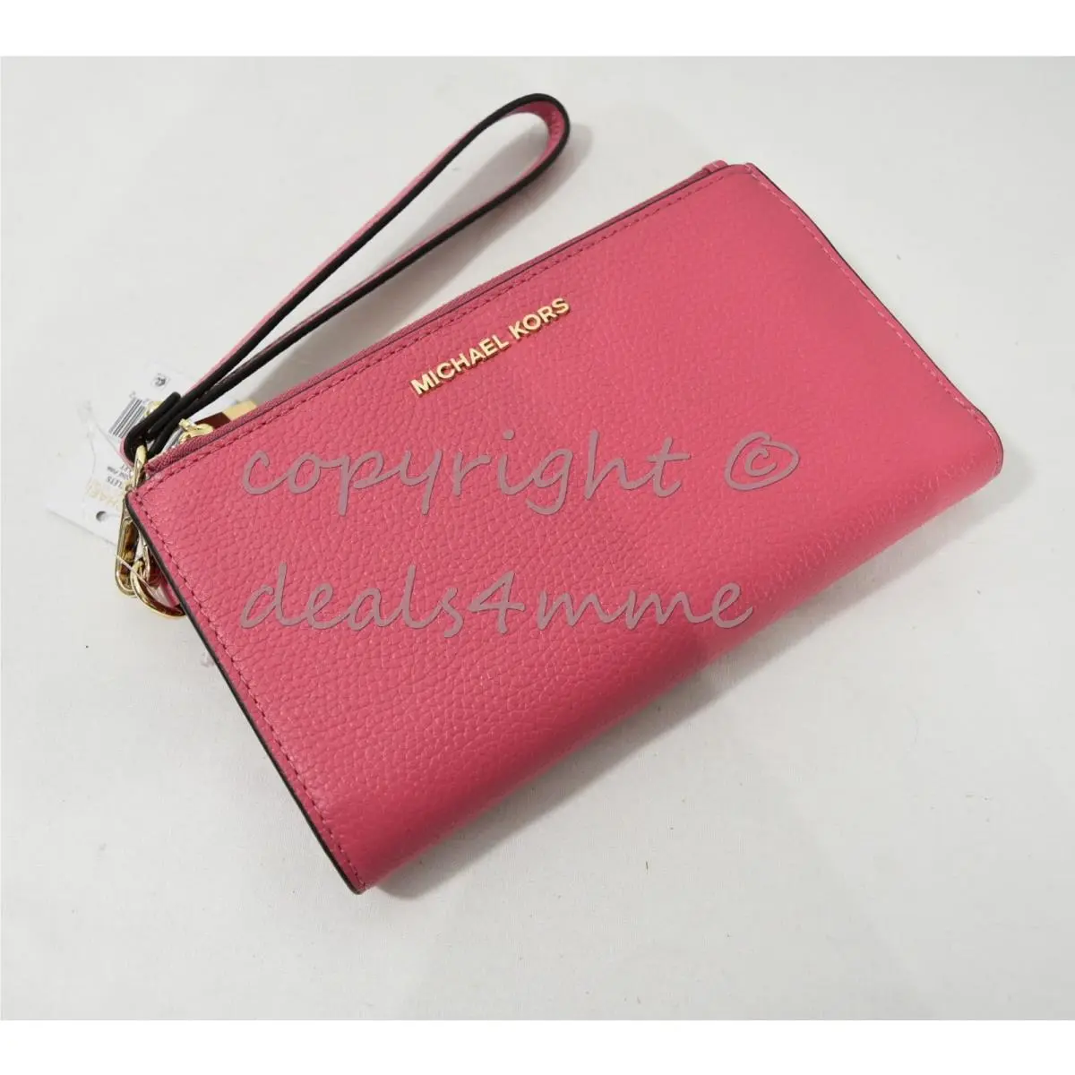 Leather Double Zip Wallet / Wristlet in Marigold or Rose Pink Rose Pink by Michael Kors