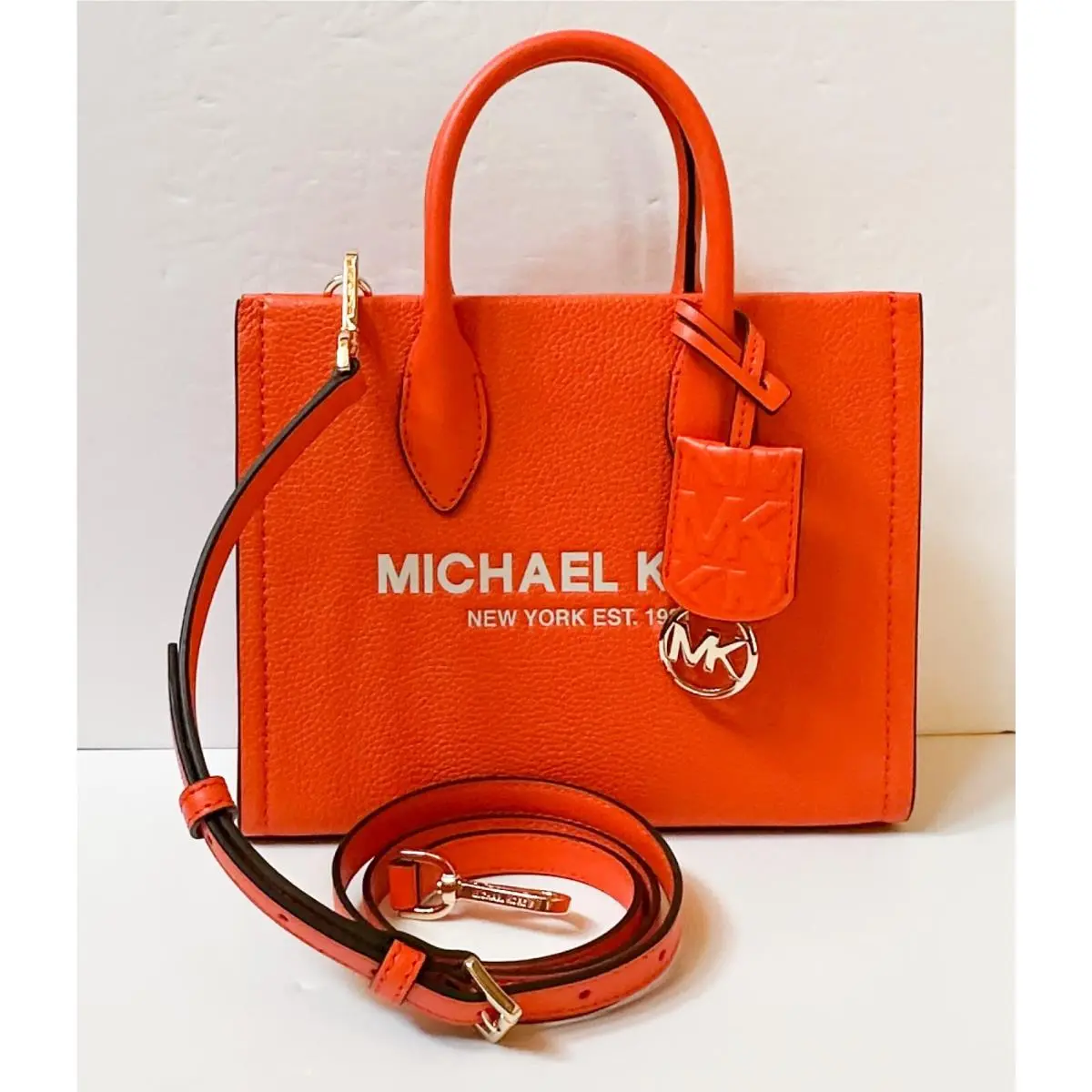 Mirella Small Shopper Top Zip Crossbody Satchel Bag Purse POPPY by Michael Kors