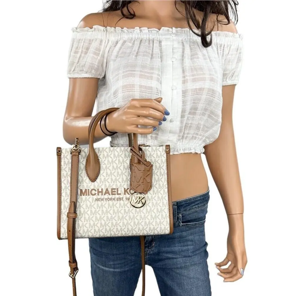 Michael Kors Mirella Small Shopper Top Zip Crossbody Satchel Bag Purse