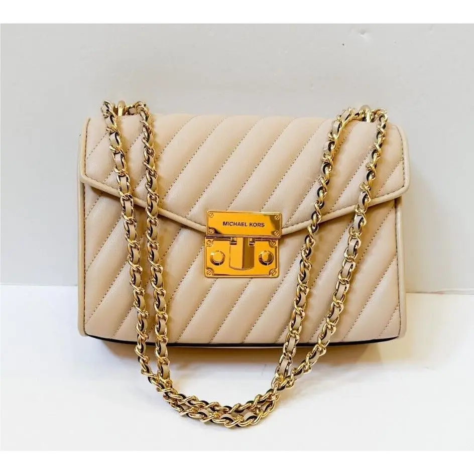 Rose Medium Flap Chain Shoulder Crossbody Bag BUFF by Michael Kors