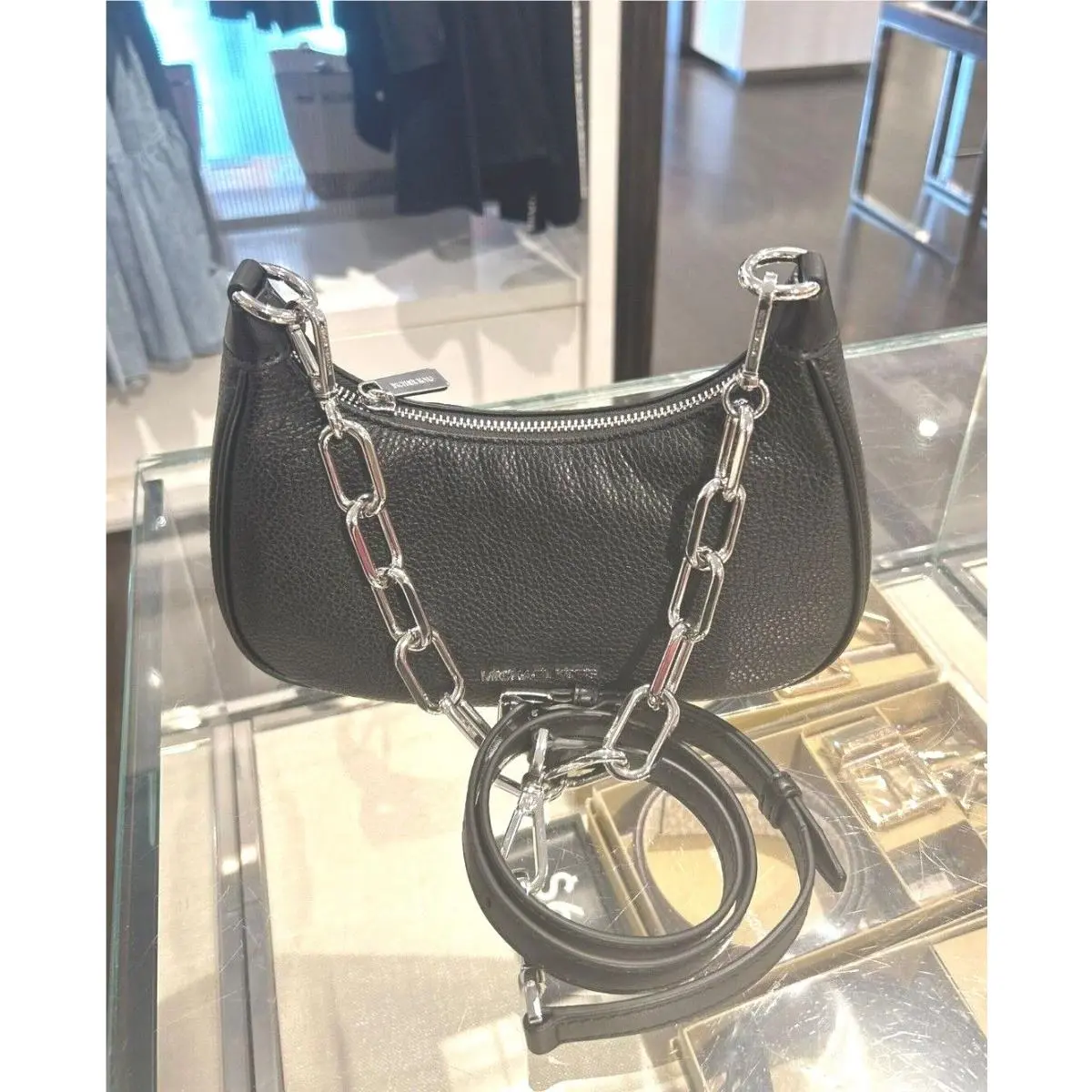 Cora Medium Pvc or Leather Shoulder Crossbody Bag Handbag Purse MK BLACK by Michael Kors