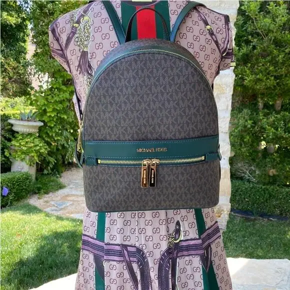 Kenly Signature Medium Backpack School Bag/wallet Options Green backpack by Michael Kors