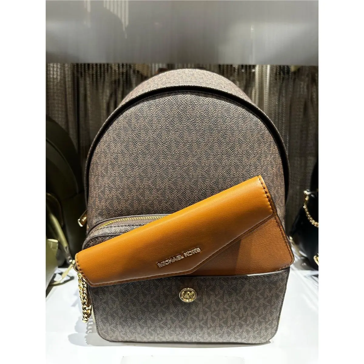 Maisie Medium 2IN1 Travel Backpack Bag Shoulder Satchel Leather BROWN by Michael Kors