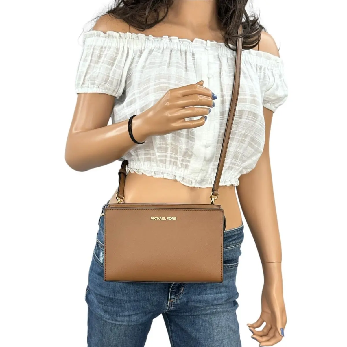 Sheila Small Mini East West Top Zip Shoulder Crossbody Bag LUGGAGE by Michael Kors
