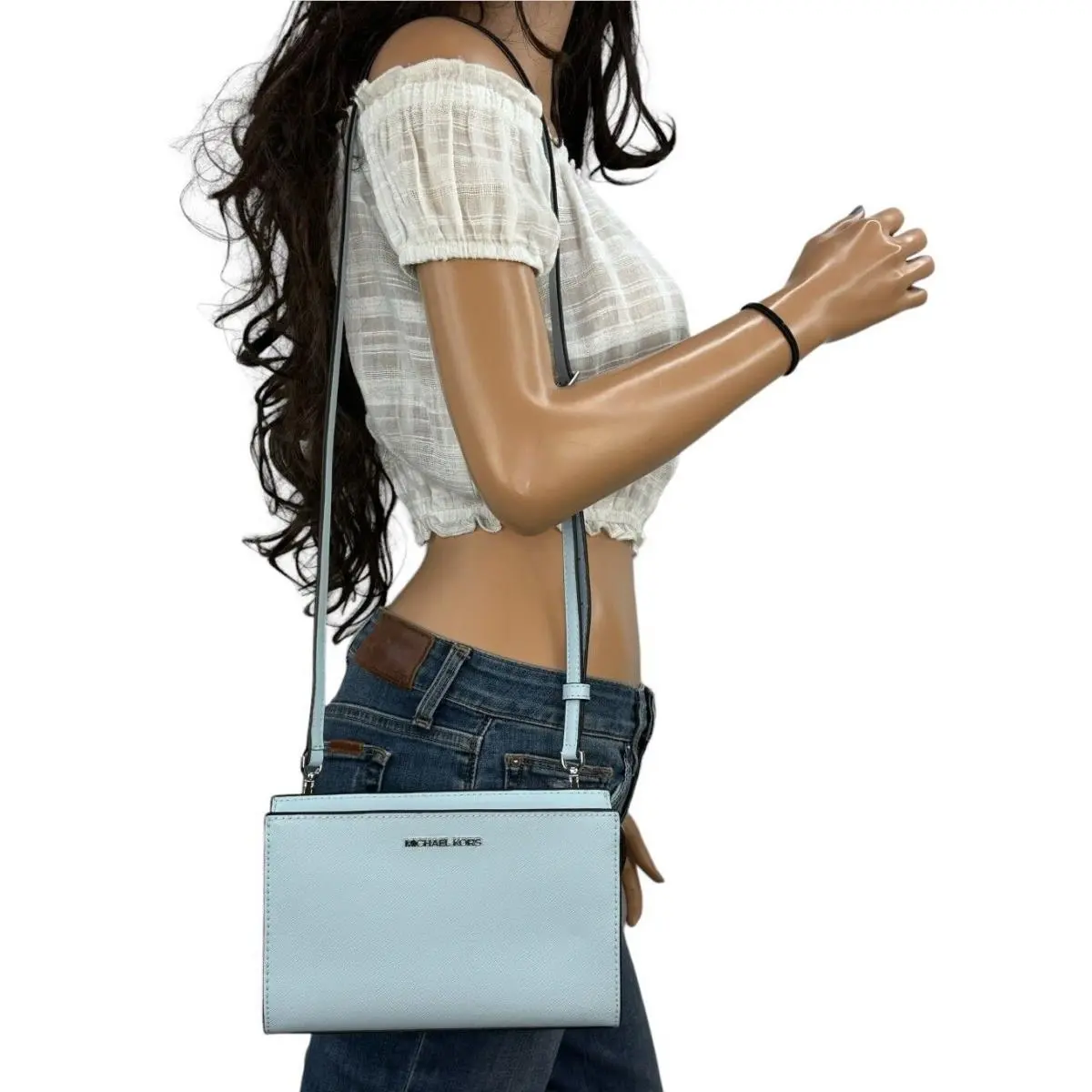 Sheila Small Mini East West Top Zip Shoulder Crossbody Bag VISTA BLUE by Michael Kors