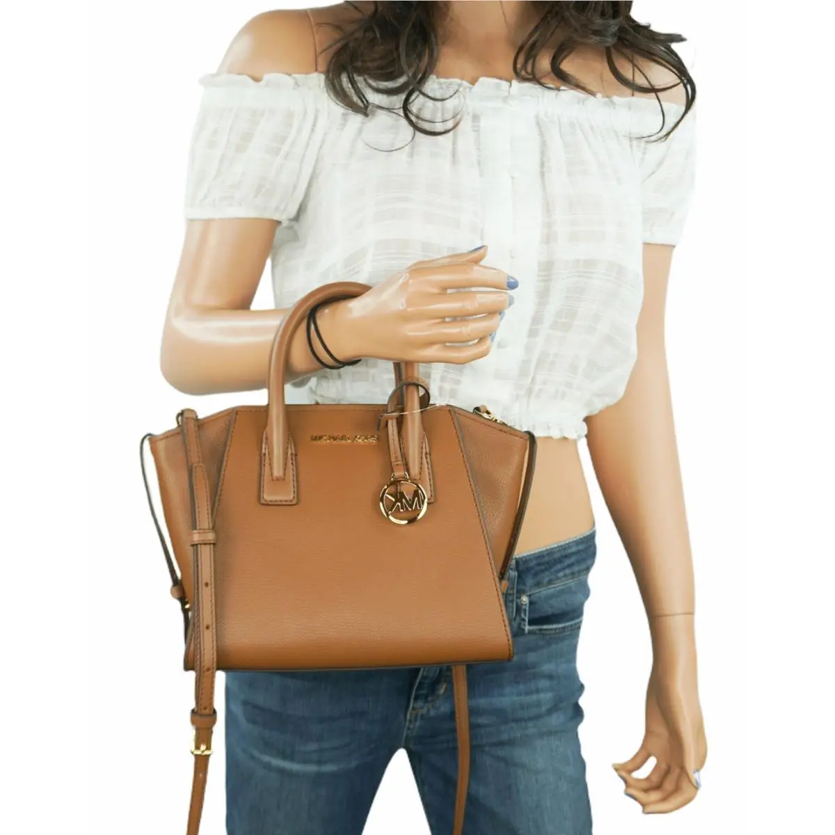 Avril Small Top Zip Satchel Shoulder Crossbody Bag LUGGAGE by Michael Kors